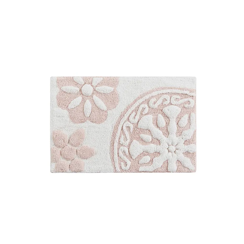 Casablanca Medallion Cotton Tufted Bath Rug - Pink