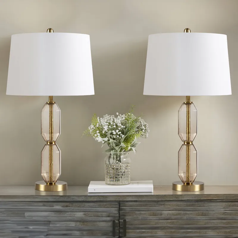 Zirconia Faceted Brown Glass Table Lamp - Brown