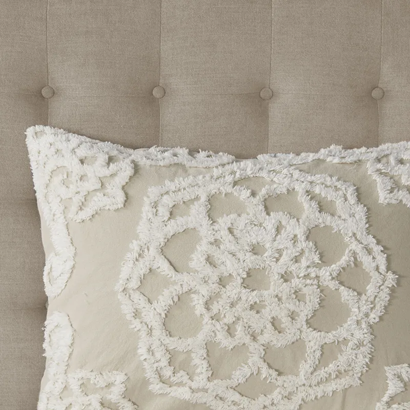 Madison Park Laetitia Tufted Cotton Chenille Medallion Duvet Cover Set