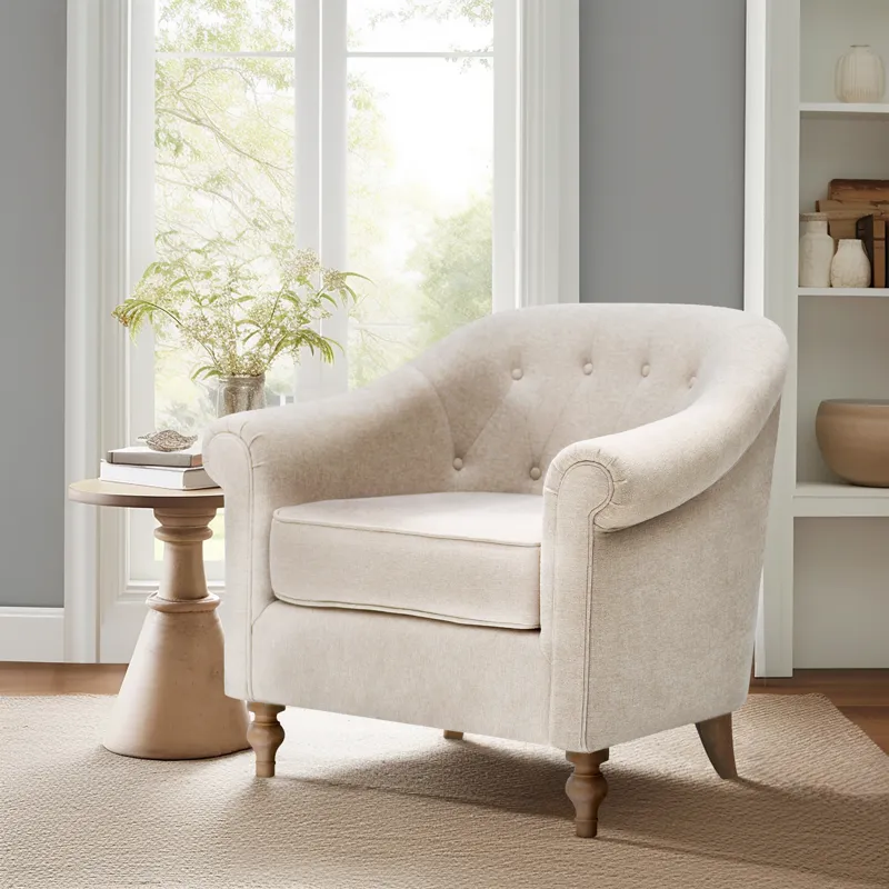 Fayette Tufted Accent Arm Chair - Cream