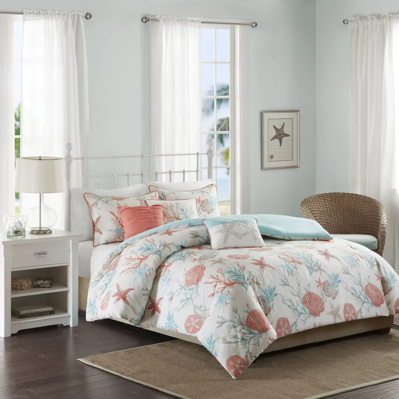 Madison Park Pebble Beach 6 Piece Cotton Sateen Duvet Cover Set
