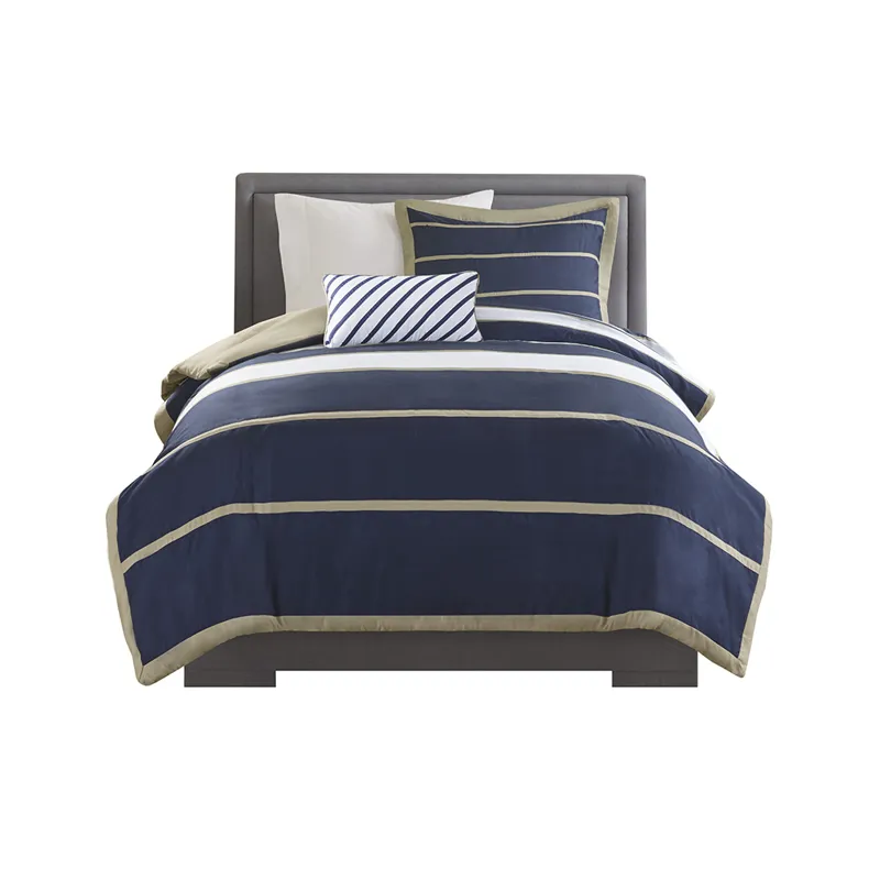 Ashton Twin/Twin XL Duvet Cover Set - Khaki/Navy