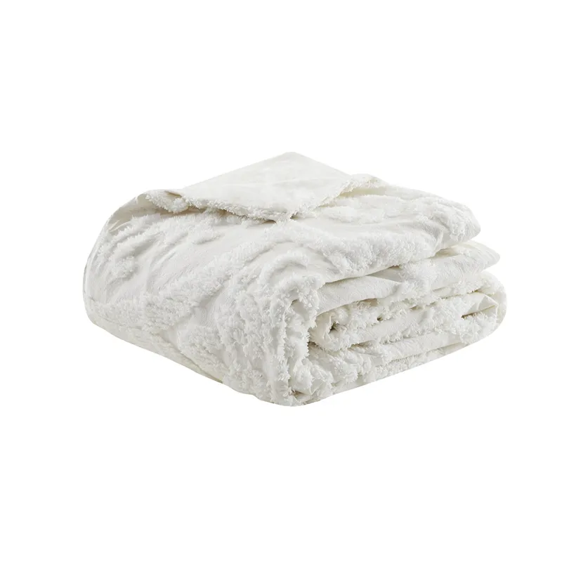 Madison Park Viola 3 Piece Tufted Cotton Chenille Damask Duvet Cover Set