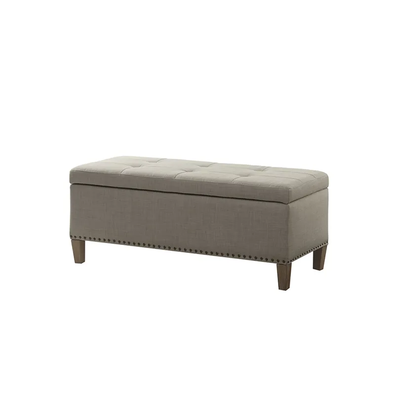 Shandra II Tufted Top Soft Close Storage Bench - Light Grey