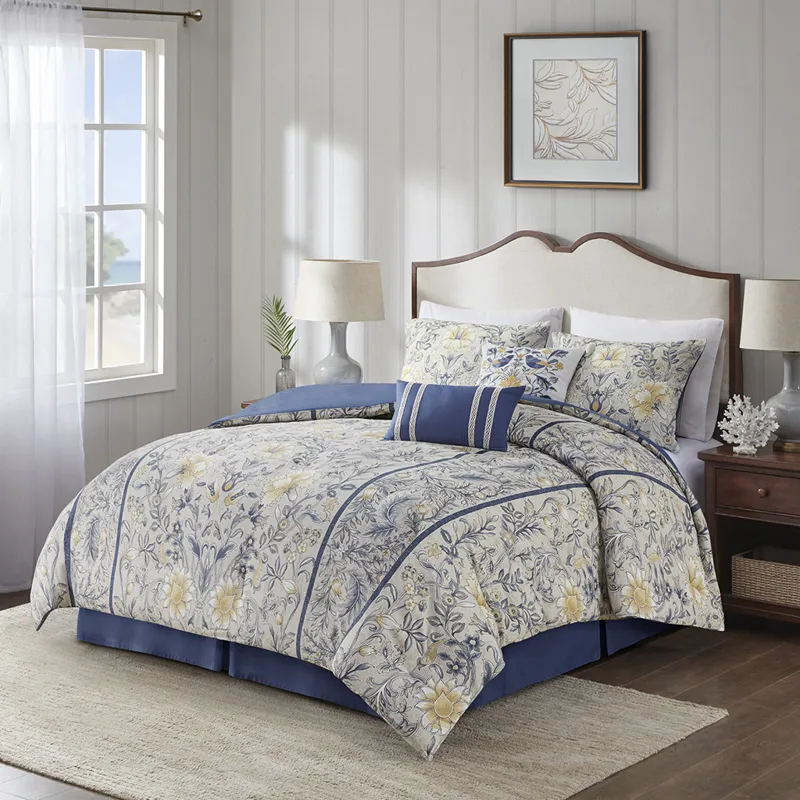 Harbor House Blue Livia 6 Piece Cotton Comforter Set