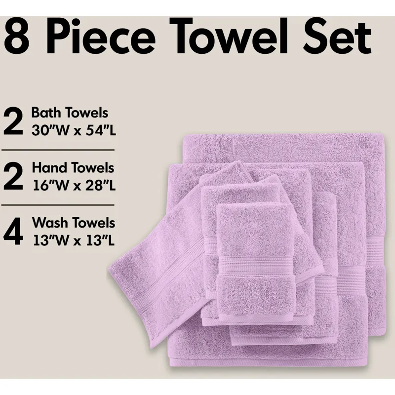 Madison Park Signature 800GSM 100% Cotton 8 Piece Towel Set