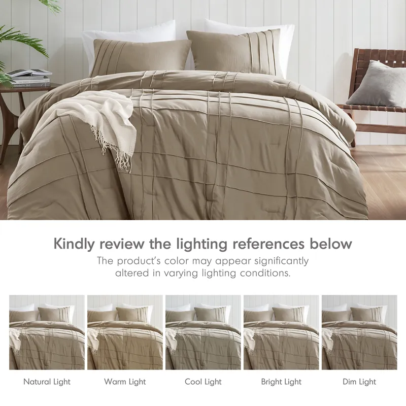 Comfort Spaces Walker Soft Washed Pleated Comforter Set
