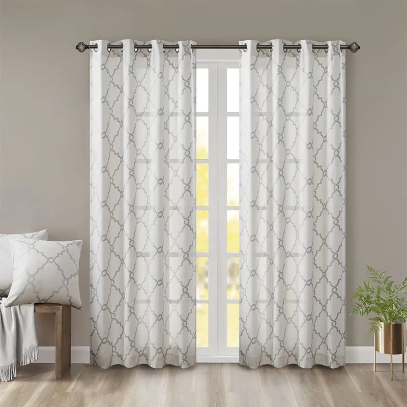 Madison Park Saratoga Fretwork Print Grommet Top Window Curtain Panel