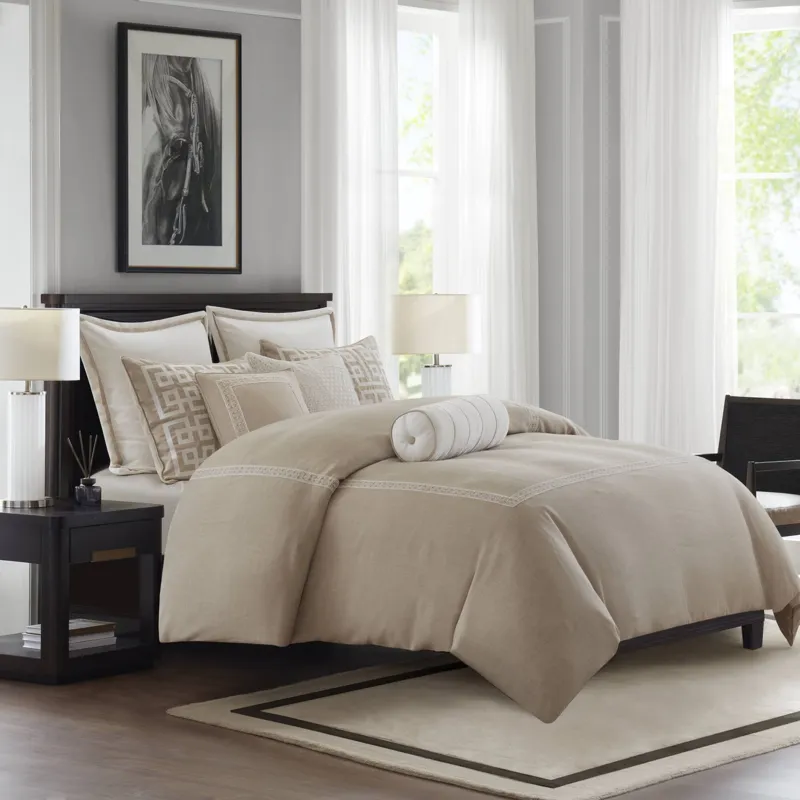 Madison Park Signature Jarvis Embroidery Oversized Duvet Style Comforter Set
