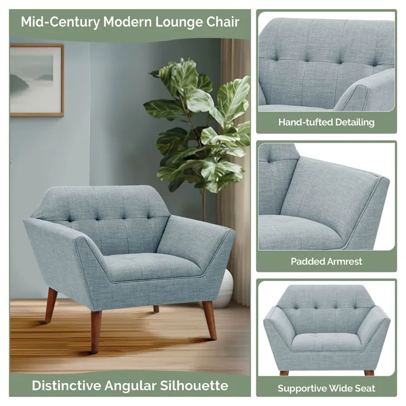 Newport Newport Wide Mid-Century Modern Lounge Chair - Light Blue