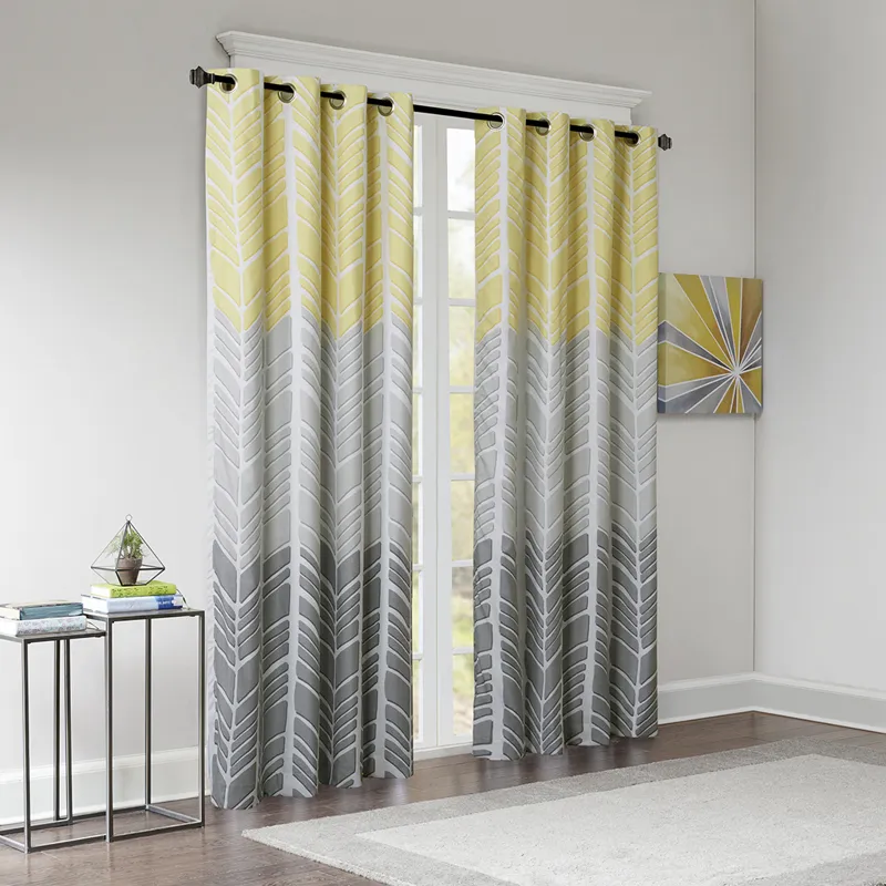 Adel Printed Total Blackout Curtain Panel - Yellow