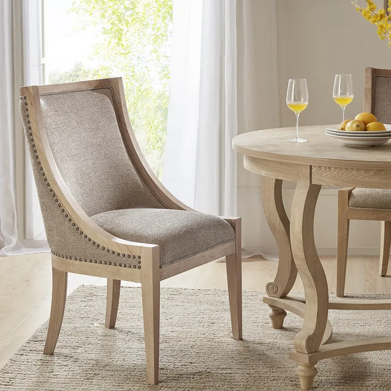 Elmcrest Upholstered Dining Chair with Nailhead Trim - Linen