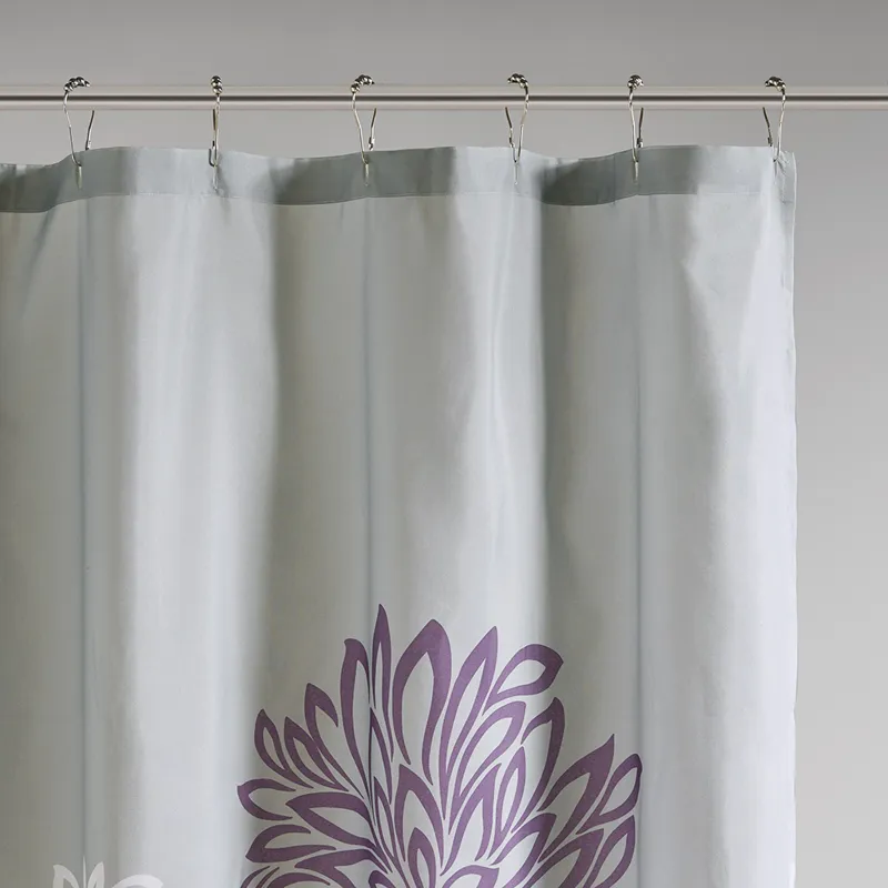 Madison Park Essentials Maible Printed Floral Shower Curtain - Purple