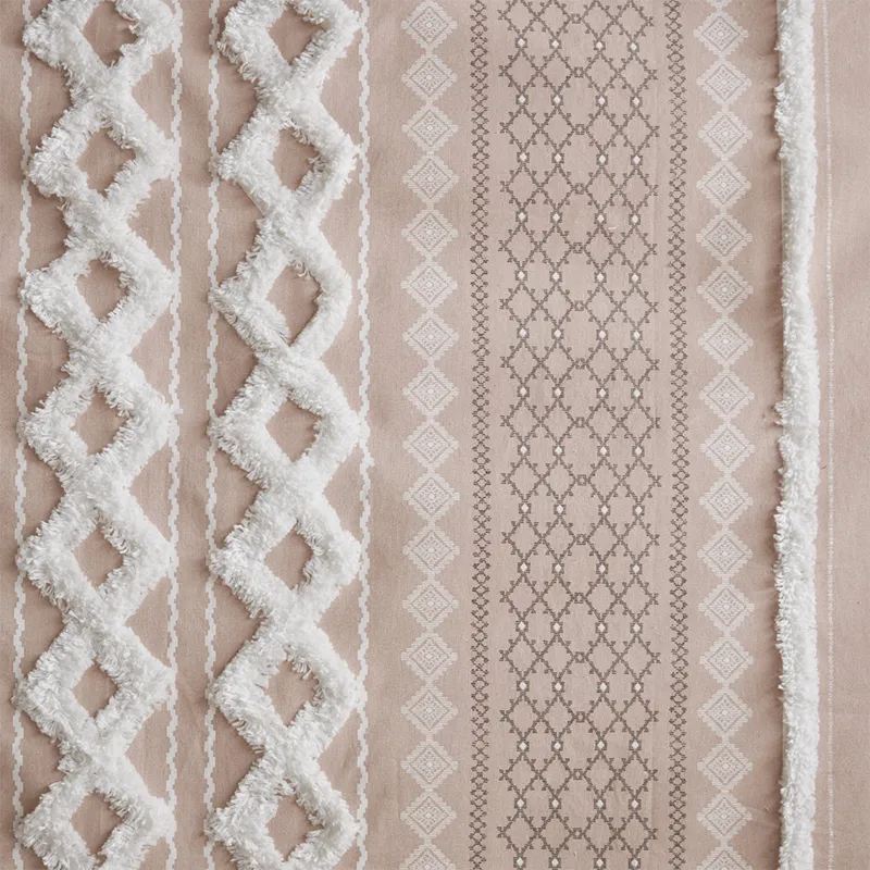 Imani Cotton Printed Curtain Panel with Chenille Stripe and Lining - Blush