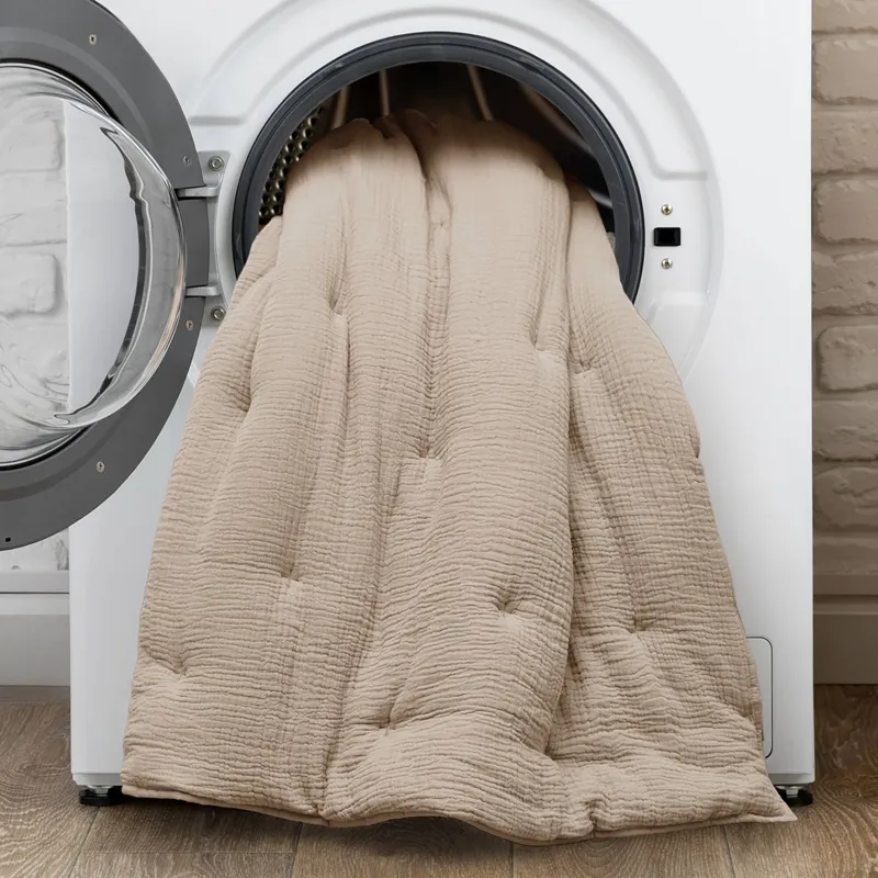 Breeze Cotton Gauze Embroidered Euro Sham - Taupe