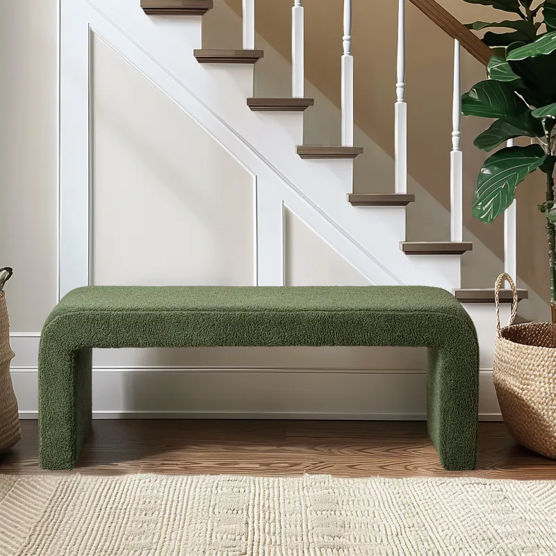 Steve Boucle Waterfall Bench - Green