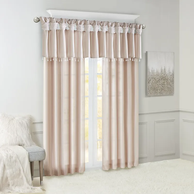 Madison Park Emilia Lightweight Faux Silk Valance With Beads