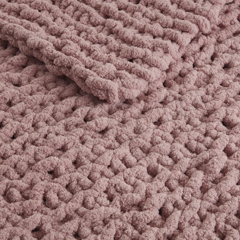 Madison Park Chenille Chunky Knit Throw