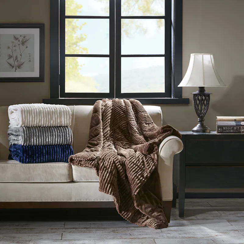 Parker Oversized Plush Down Alternative Filled Throw - Brown