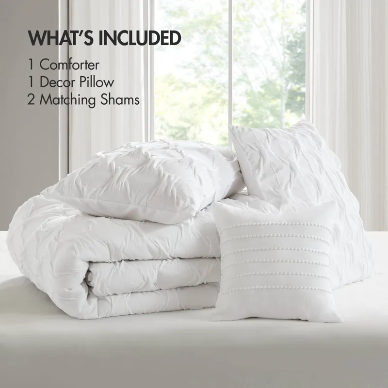 Comfort Spaces Bailey Diamond Pintuck Pleated Woven Comforter Set