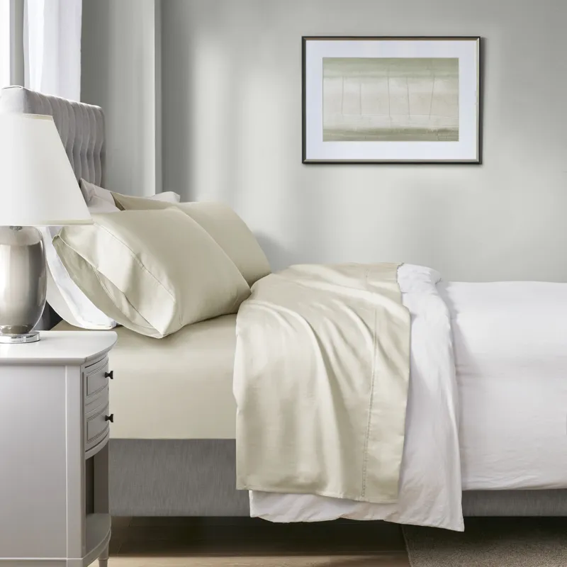 1000 Thread Count California King HeiQ Smart Temperature Cotton Blend 4 PC Sheet Set - Ivory