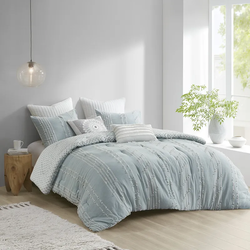 INK+IVY Kara 3 Piece Cotton Jacquard Comforter Set