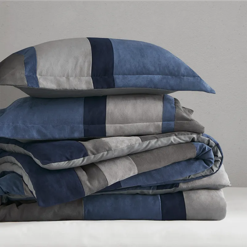 Comfort Spaces Highland Stripe Pieced Faux Suede Comforter Set