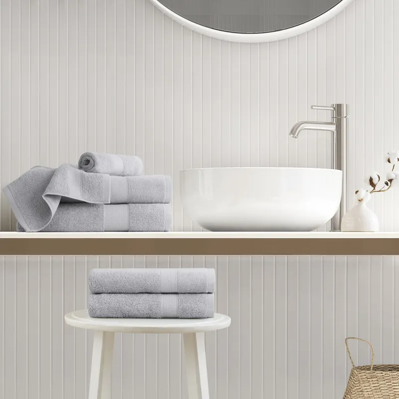 500GSM Plush 6pc Towel Set - Light Grey