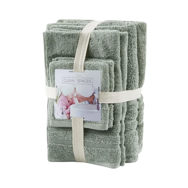 Nurture Sustainable Antimicrobial Bath Towel 6 Piece Set - Green