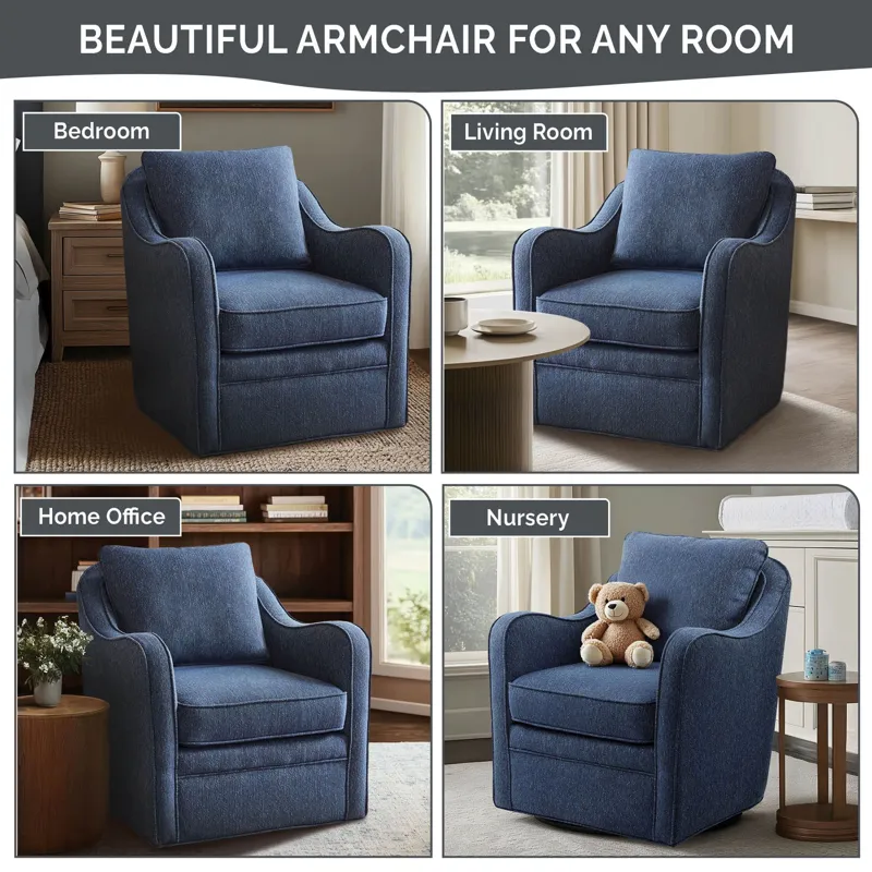 Brianne Upholstered Swivel Curved Armchair - Multi