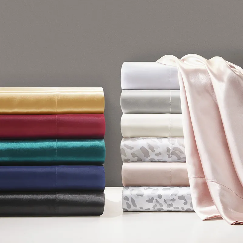 Printed Satin Luxury 2 PC Pillowcases - Gray Leopard
