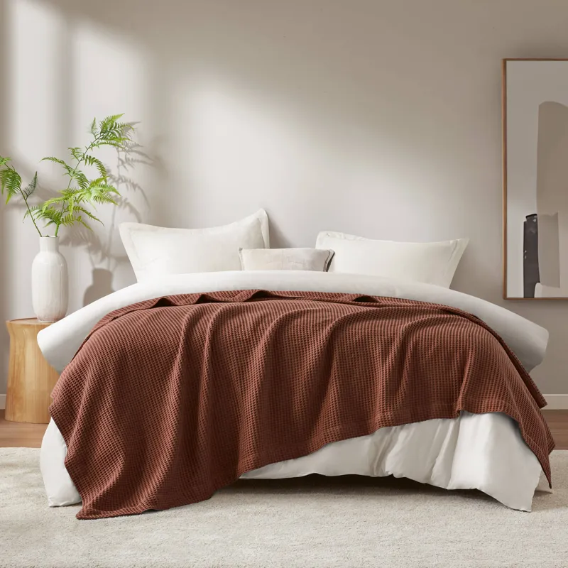 Madison Park Waffle Weave Cotton Blanket