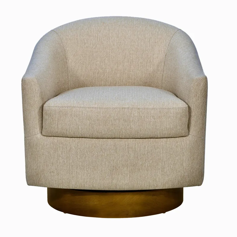 Ashton Upholstered Swivel Chair with Wood Base - Natural
