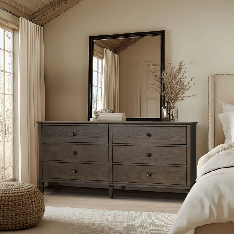 Victoria 6-drawer wood dresser (70\") - Antique Brown