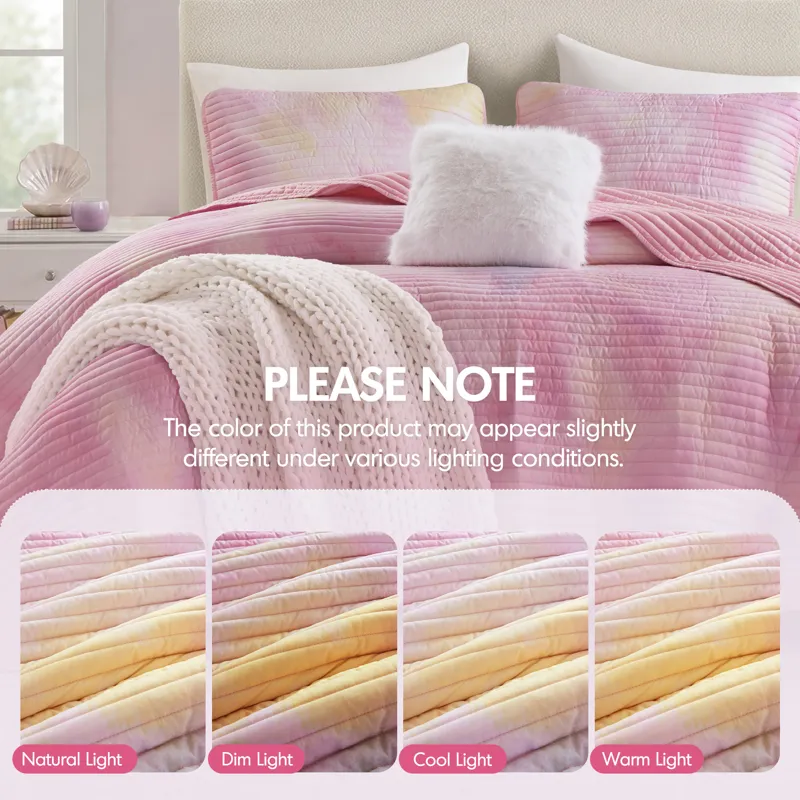 Intelligent Design Cassiopeia Watercolor Tie Dye Printed Quilt Set with Throw Pillow
