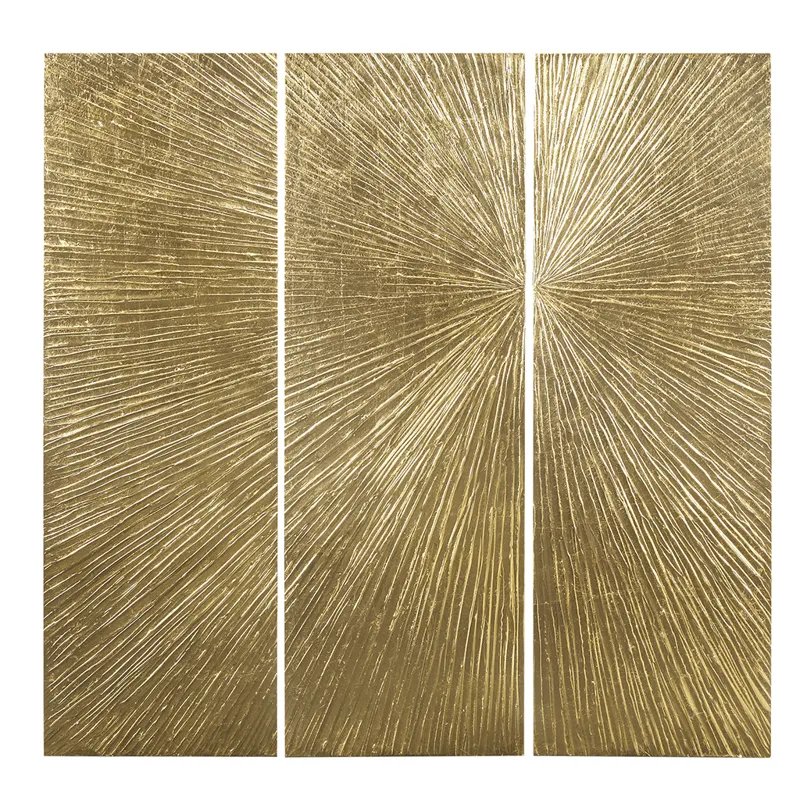 Madison Park Signature Sunburst Hand Painted Triptych 3-piece Dimensional Resin Wall Art Set - Gold
