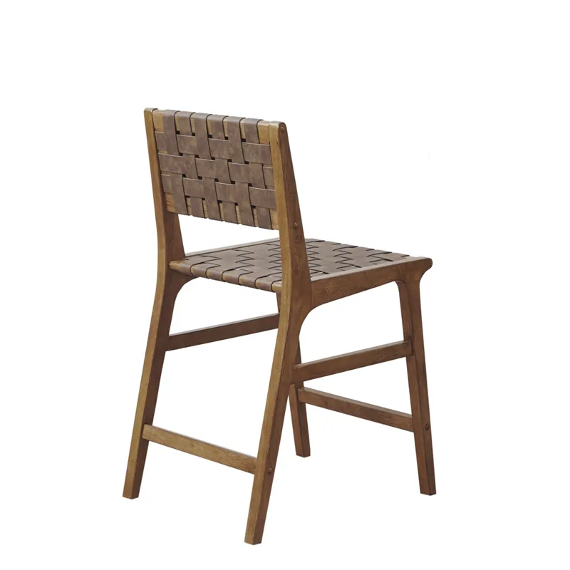 Oslo Faux Leather Woven Counter Stool 24\"H - Brown