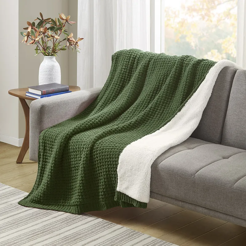 Madison Park Rowan Waffle Knit Chenille Throw
