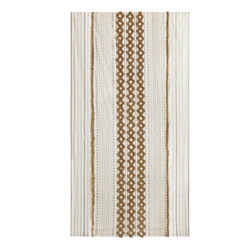 INK+IVY Imani Cotton Printed Curtain Panel with Chenille Stripe and Lining