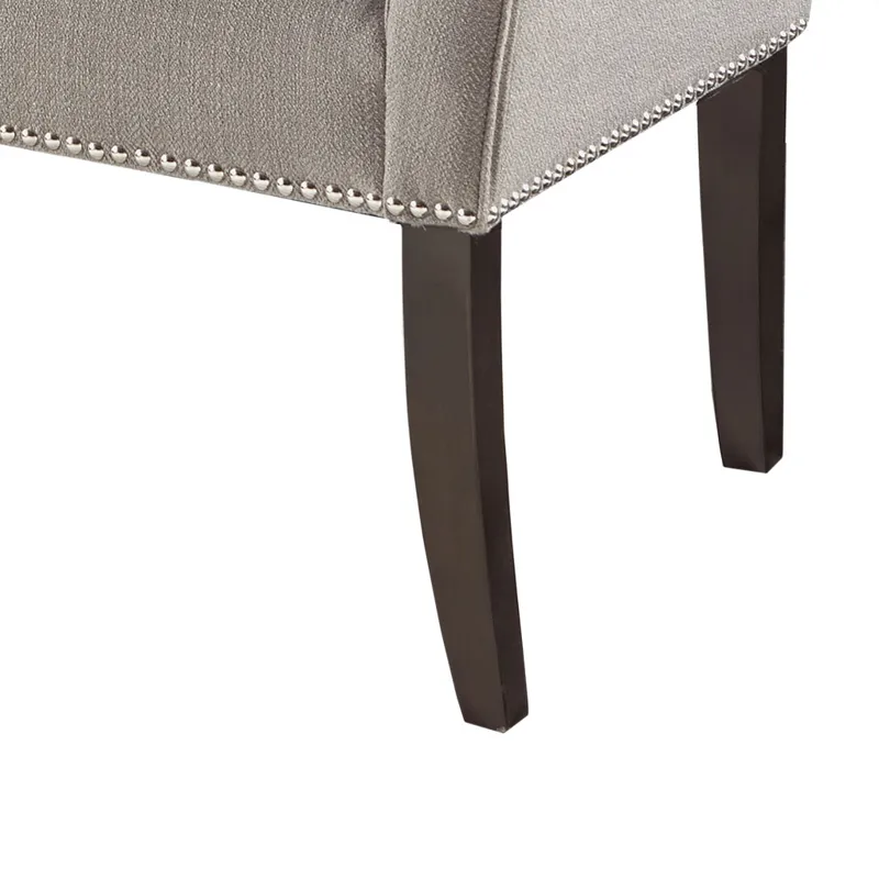 Welburn 49.5\" Upholstered Bench with Back & Wood Legs - Grey