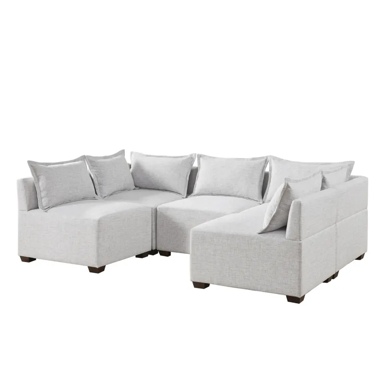 Molly 5-Piece Modular U-Shape Sofa - Silver Grey