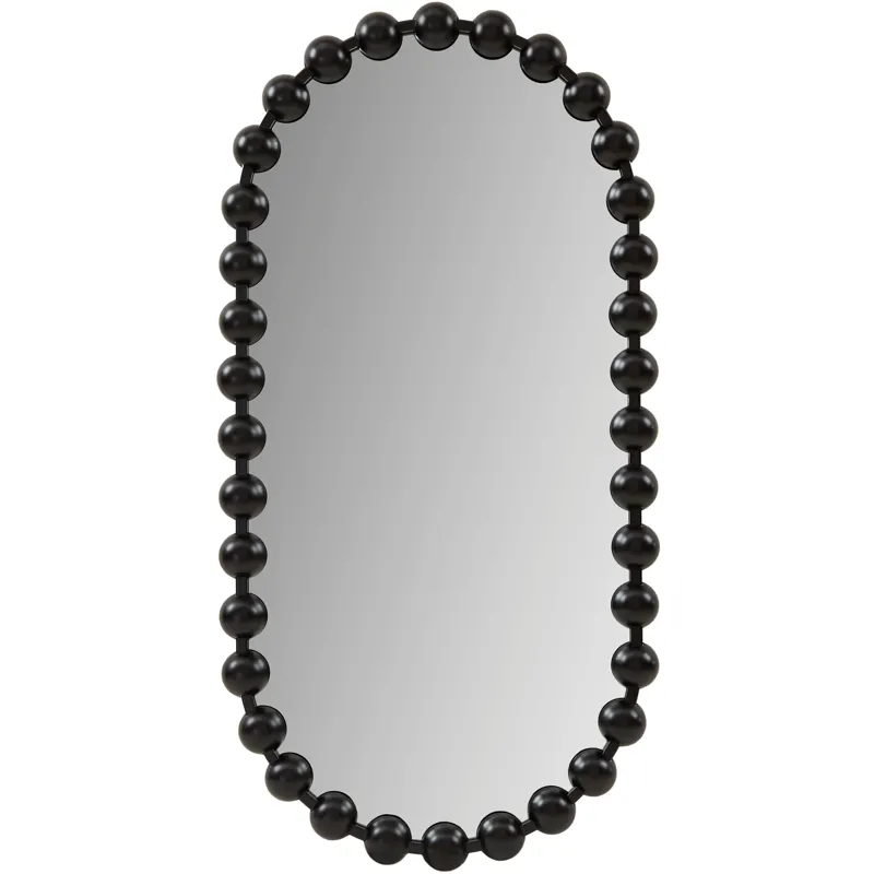 Madison Park Signature Marlowe 18X36 Oval Beaded Wall Mirror - Black