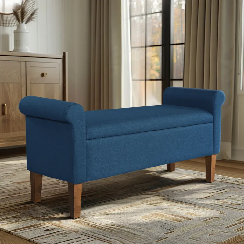 Aubrey Upholstered Storage Bench - Blue