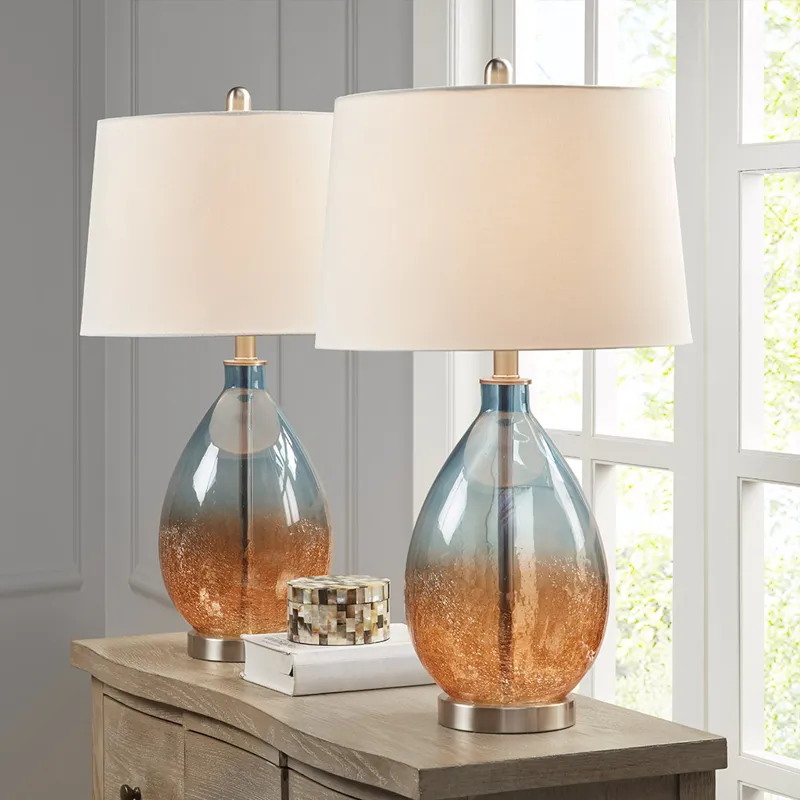 Cortina Ombre Glass Table Lamp, Set of 2 - Blue