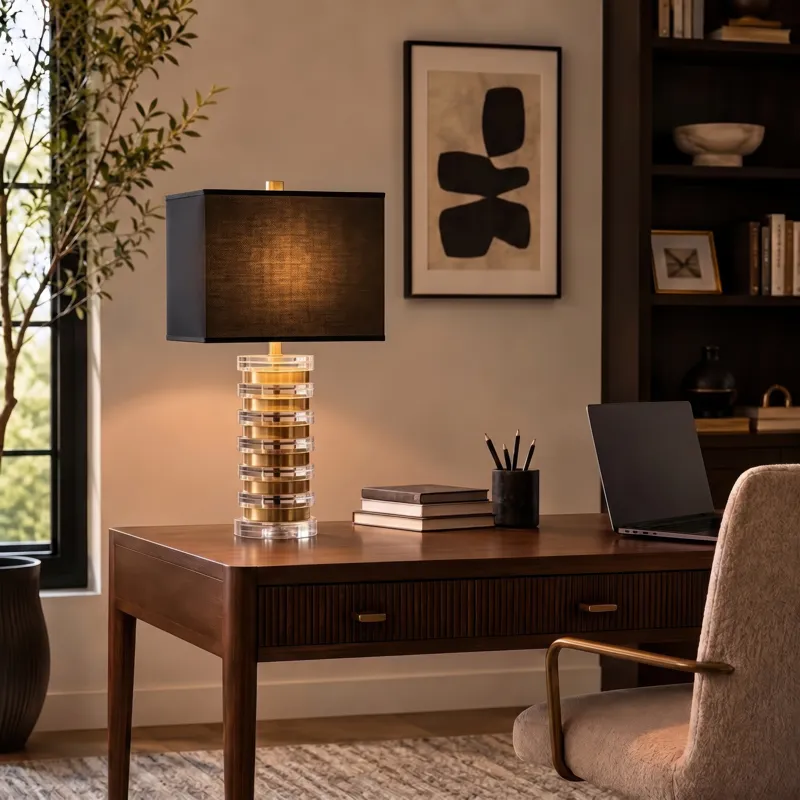 Nicole Miller Elowen Acrylic Disc Table Lamp