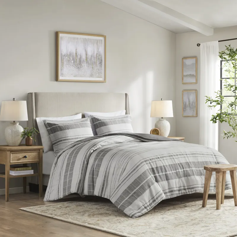 Madison Park Rhodes 3 Piece Stripe Duvet Cover Set