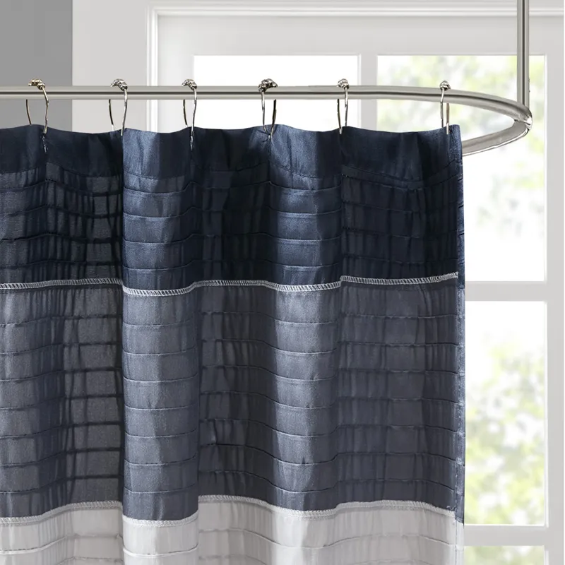 Amherst Faux Silk Shower Curtain - Navy