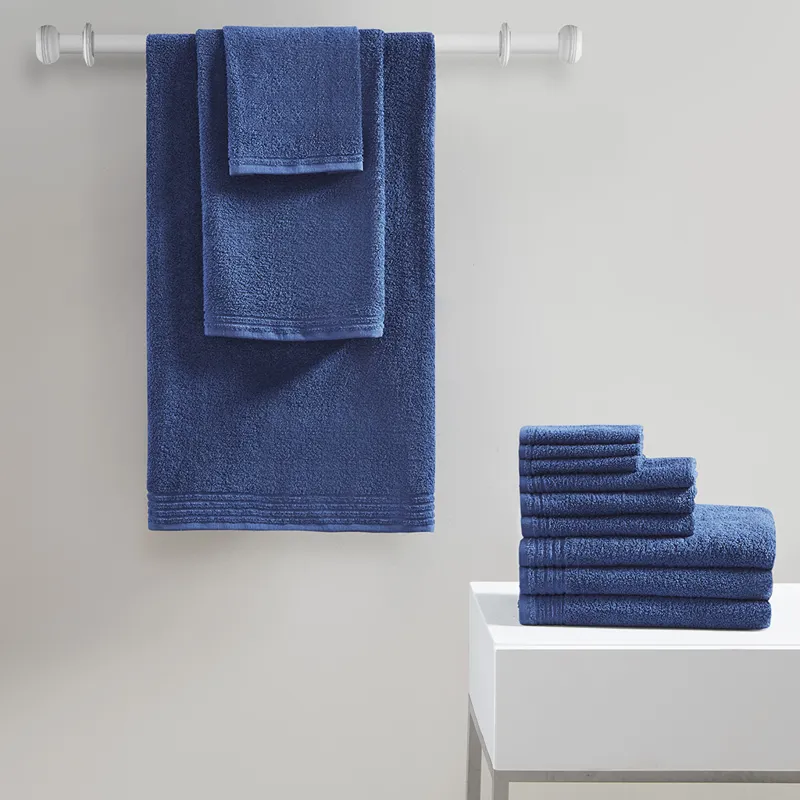 Big Bundle 100% Cotton Quick Dry 12 Piece Bath Towel Set - Indigo