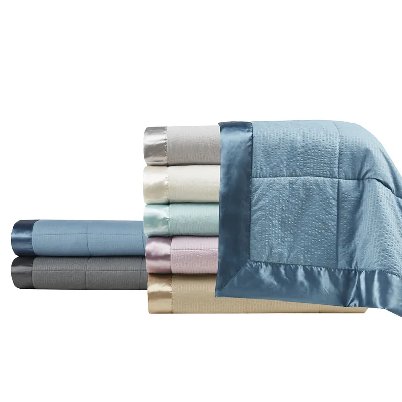 Cambria King Oversized Down Alternative Blanket with Satin Trim - Slate Blue