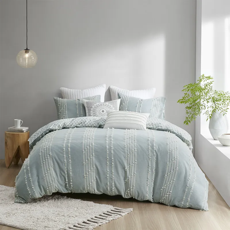 INK+IVY Kara 3 Piece Cotton Jacquard Duvet Cover Set